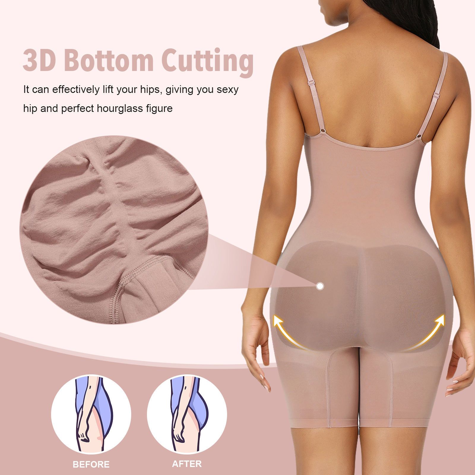 Seamless Women Bodysuit Butt Lifter Shapewear Waist Trainer Body Shaper Strappy-Back Chest Enhancing Corrective Underwear Corset  Shapewear women's slimming pants Hip Lift  elastic
