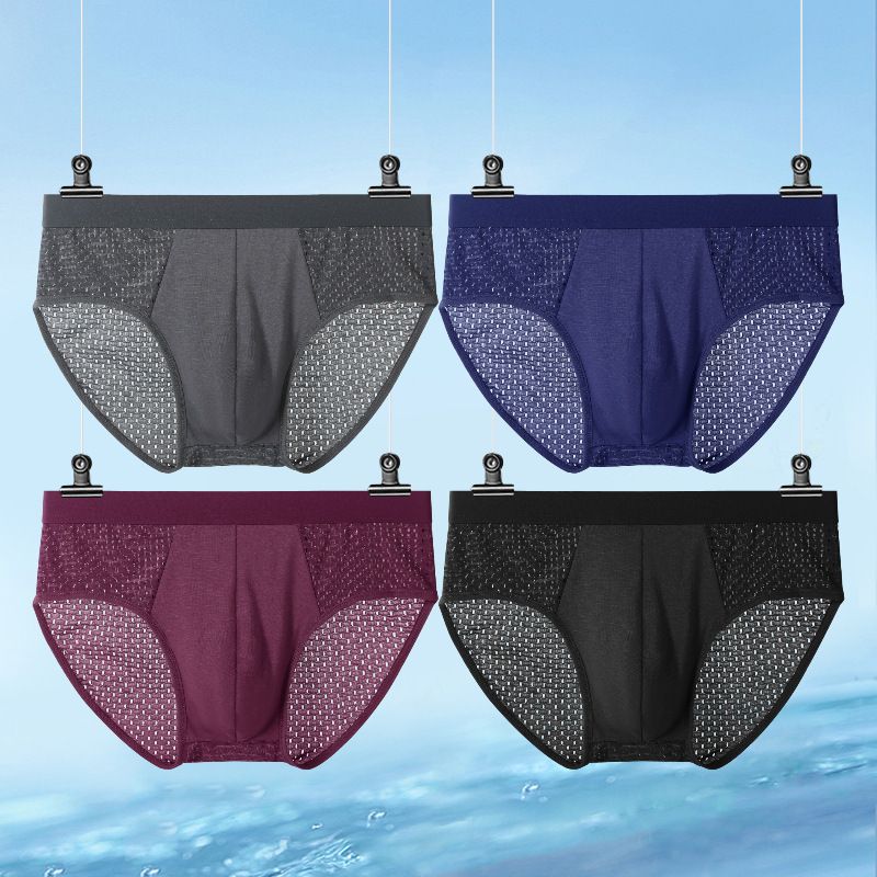 Men Underwear Male Thin Breathable Triangle Panties for Men's Ice Silk Briefs Mesh Sexy  for men's Shorts Men's Briefs  Large Size Sexy Panties Male Shorts Lingerie Breathable Underpants