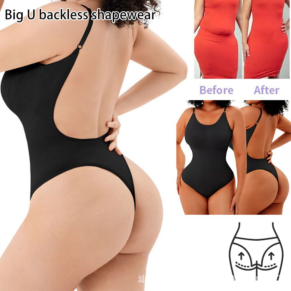 Womens Backless Bodysuits Seamless Sexy Shapewear Thong Butt Lifter Body Shaper Tummy Control Corset  High Quality Elastic Bodysuit for Tummy Control Sculpting Thong Body Shaper Slimmer Slimming