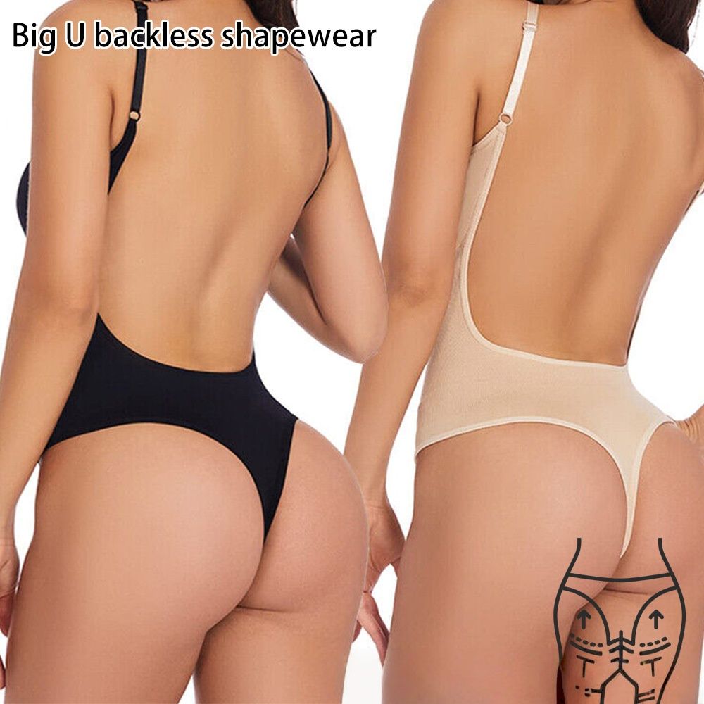 Womens Backless Bodysuits Seamless Sexy Shapewear Thong Butt Lifter Body Shaper Tummy Control Corset  High Quality Elastic Bodysuit for Tummy Control Sculpting Thong Body Shaper Slimmer Slimming