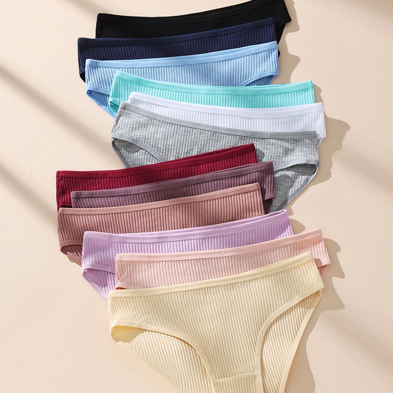 Women's Panties Striped Briefs Low-Rise Breathable Cotton Female Soft  Underpants  Women's Breathable Striped Panties Plus Size Low-Waist Briefs Female Comfortable Sport Lingerie
