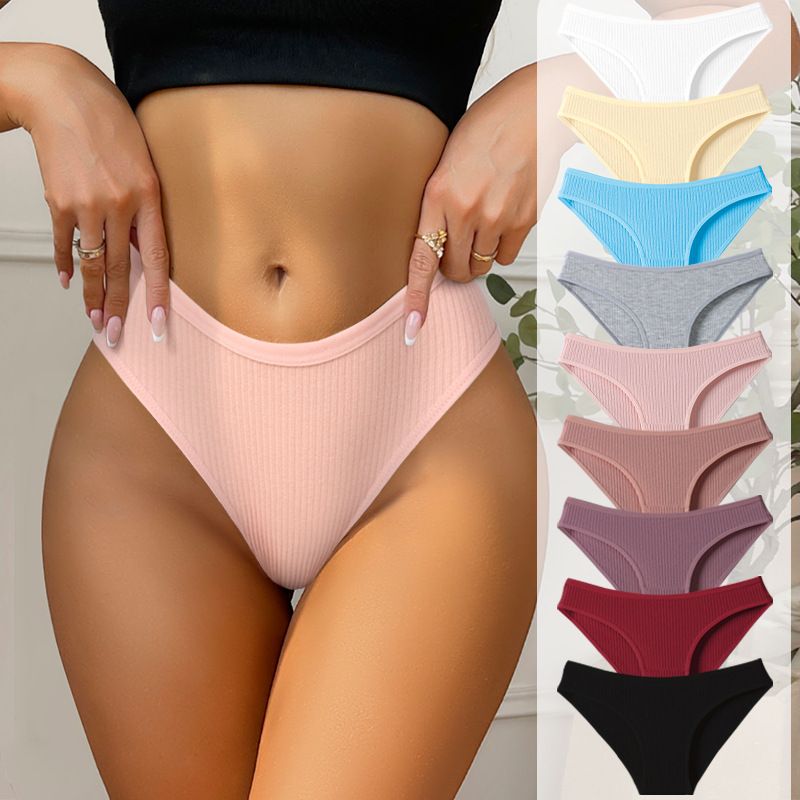 Women's Panties Striped Briefs Low-Rise Breathable Cotton Female Soft  Underpants  Women's Breathable Striped Panties Plus Size Low-Waist Briefs Female Comfortable Sport Lingerie