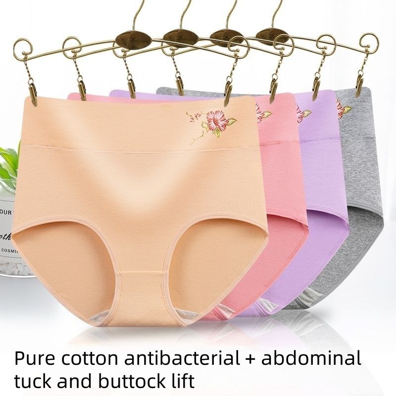 4 Pcs High Waist Underwear Cotton Panties Women Body Slim Abdominal Underwear Plus Size Girls Briefs Female Lingerie Shaper  Cotton Panties Women Body Shaper  Fashion Girls Briefs Seamless
