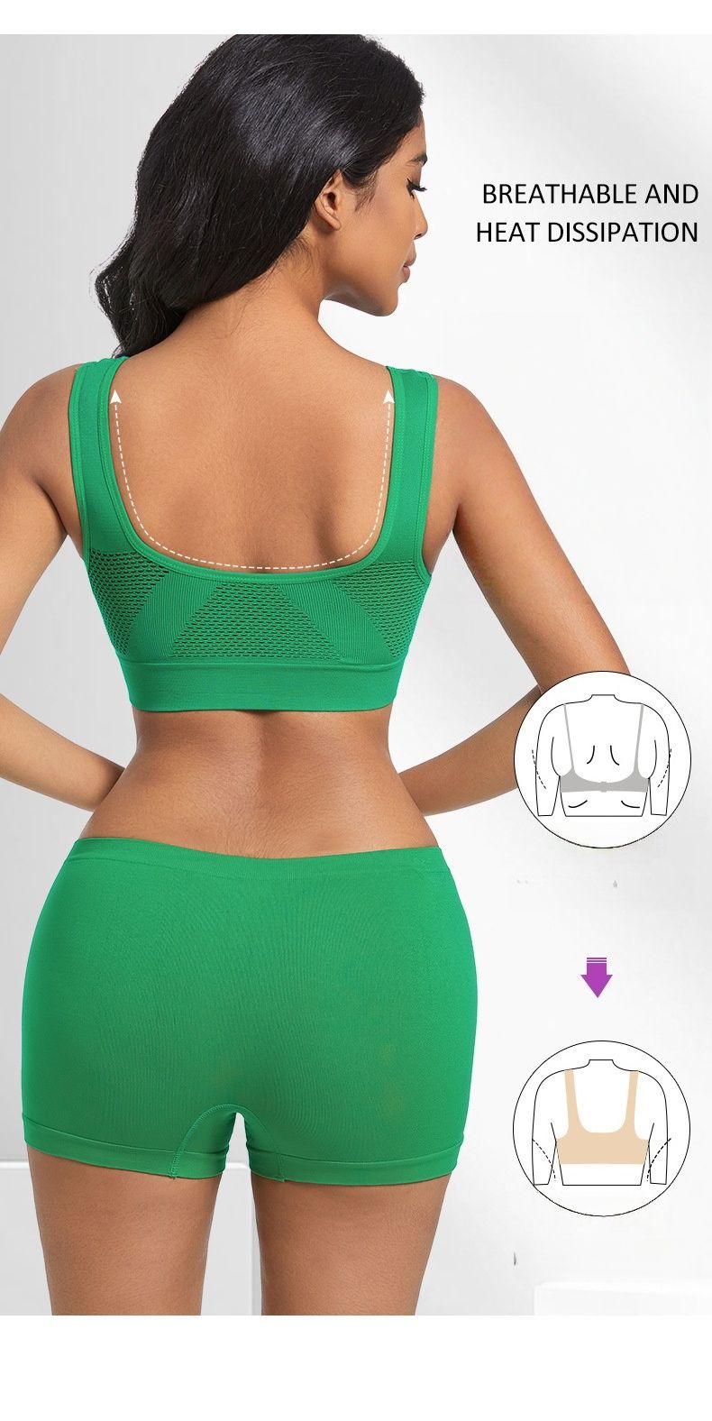 Seamless Mesh Women Sports Bras Set Fitness Gym Running Underwear Shockproof Bra Wireless  Plus Size Crop Top Breathable Yoga Bra Set