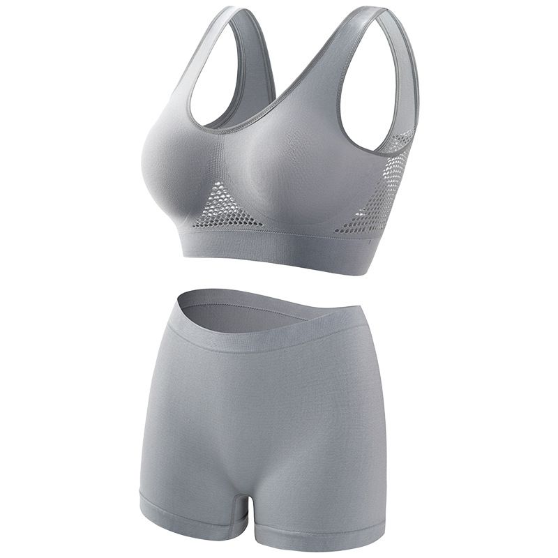 Seamless Mesh Women Sports Bras Set Fitness Gym Running Underwear Shockproof Bra Wireless  Plus Size Crop Top Breathable Yoga Bra Set