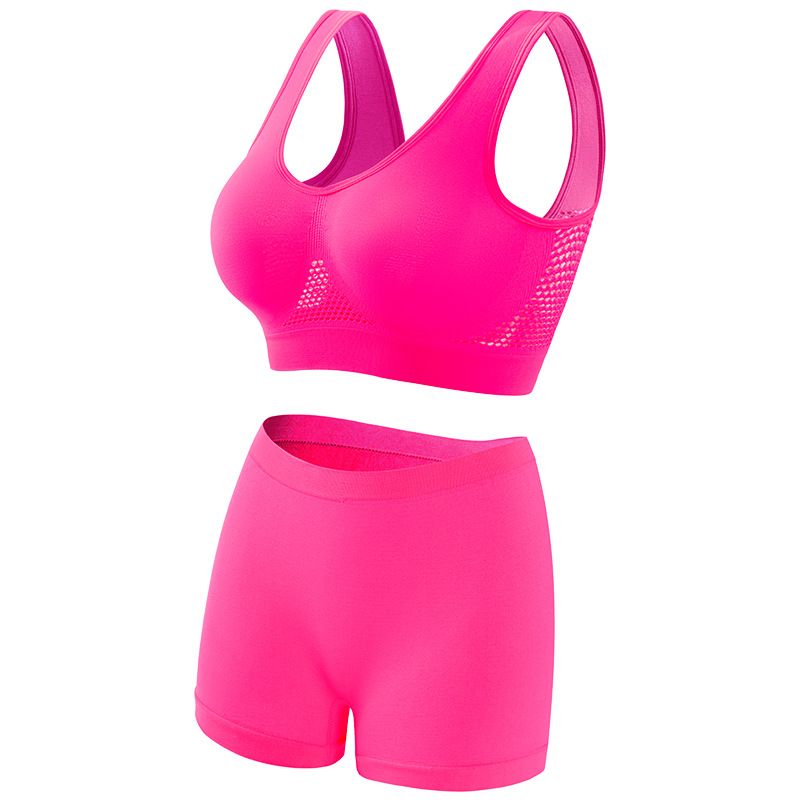 Seamless Mesh Women Sports Bras Set Fitness Gym Running Underwear Shockproof Bra Wireless  Plus Size Crop Top Breathable Yoga Bra Set