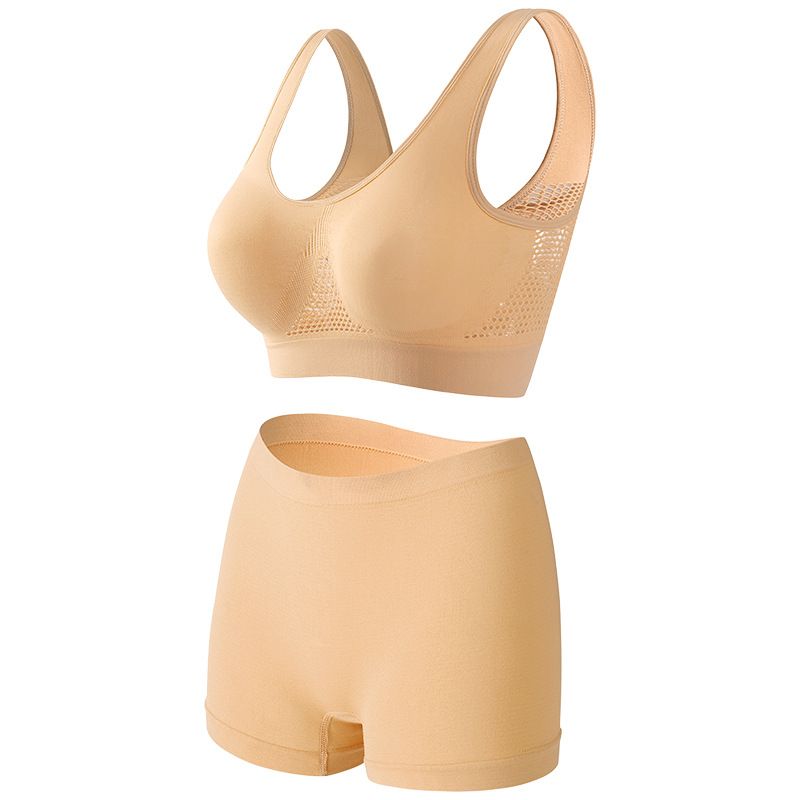 Seamless Mesh Women Sports Bras Set Fitness Gym Running Underwear Shockproof Bra Wireless  Plus Size Crop Top Breathable Yoga Bra Set