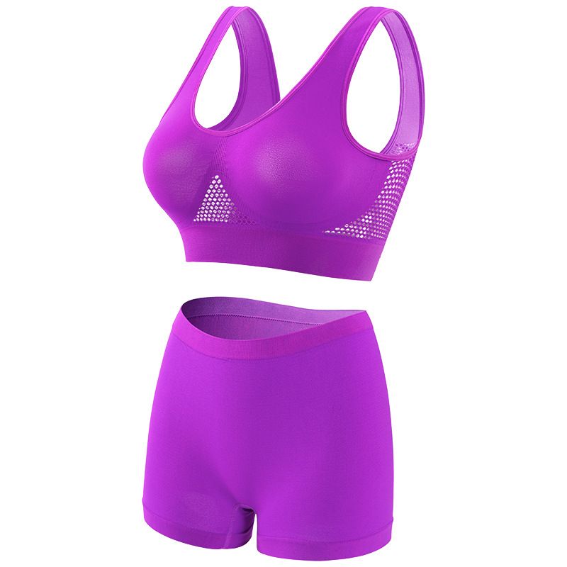 Seamless Mesh Women Sports Bras Set Fitness Gym Running Underwear Shockproof Bra Wireless  Plus Size Crop Top Breathable Yoga Bra Set