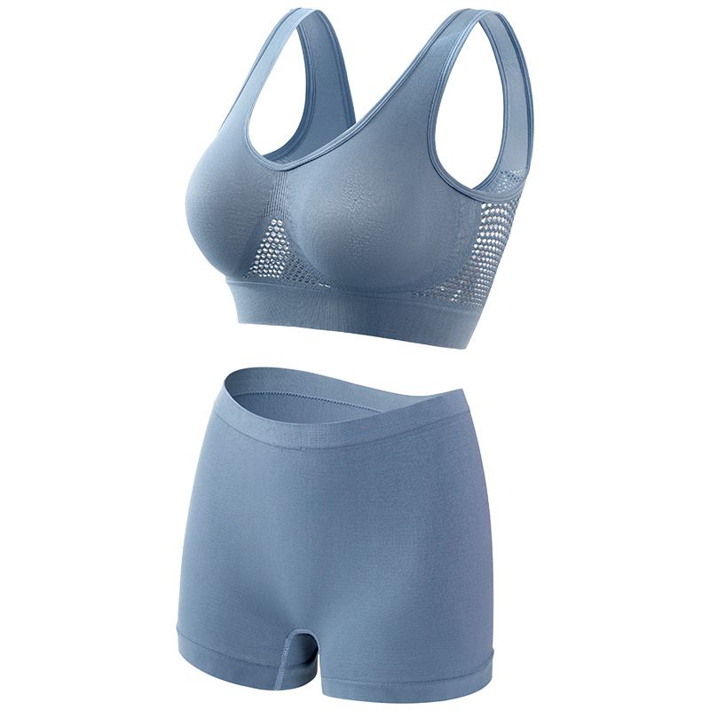 Seamless Mesh Women Sports Bras Set Fitness Gym Running Underwear Shockproof Bra Wireless  Plus Size Crop Top Breathable Yoga Bra Set