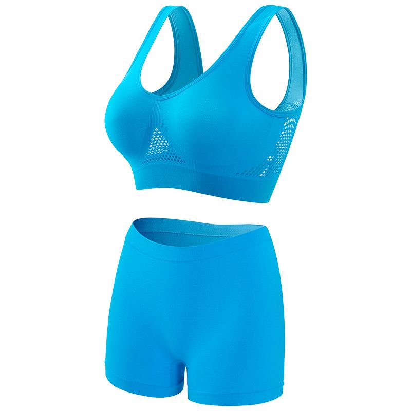 Seamless Mesh Women Sports Bras Set Fitness Gym Running Underwear Shockproof Bra Wireless  Plus Size Crop Top Breathable Yoga Bra Set