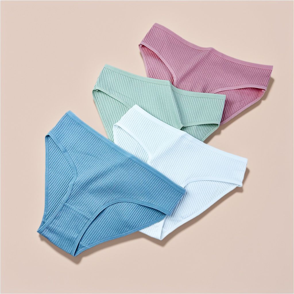 4 Pcs Cotton Panties Women's Mid-waist Underwear Plus Size Briefs Ladies Underpants Comfortable Panties LingerieMid-waist Solid color classic briefs  underwear cotton breathable panties women