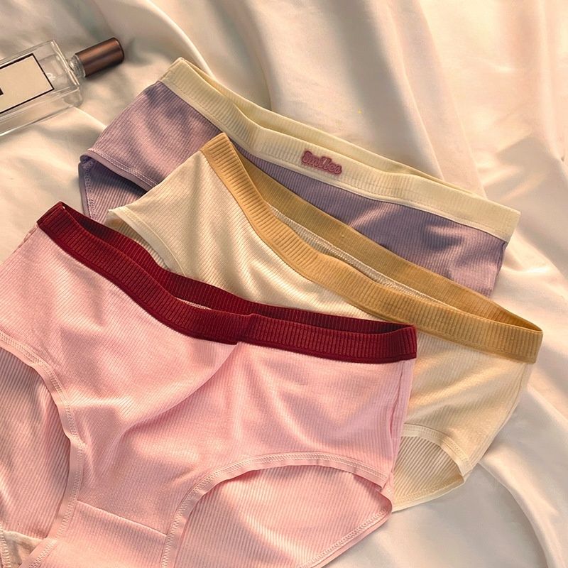 5Pcs/Set Cotton Underwear For Women Female Panties Cute  Girl's Briefs Mid Waist Seamless Breathable Underpants Lingerie