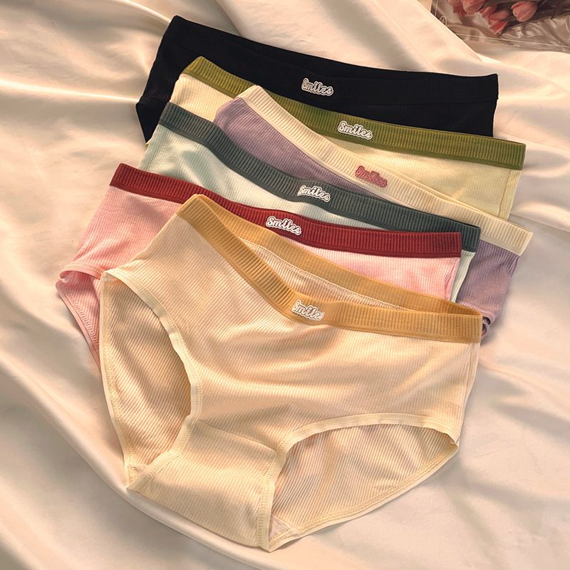 5Pcs/Set Cotton Underwear For Women Female Panties Cute  Girl's Briefs Mid Waist Seamless Breathable Underpants Lingerie