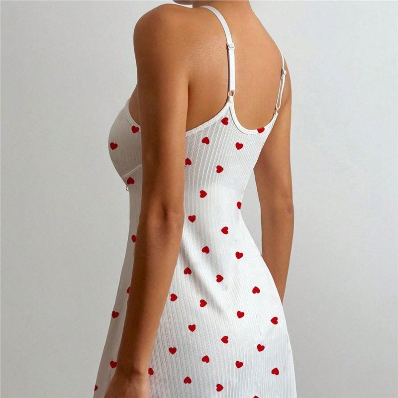 2025 New Women's Sleepwear  Lace Dress Sweet Heart Home Clothes Comfortable Sensation High-grade Feeling Love suspender Pajamas Women's Casual Sexy Bow Lace-up Nightdress Can Be Worn With Loungewear