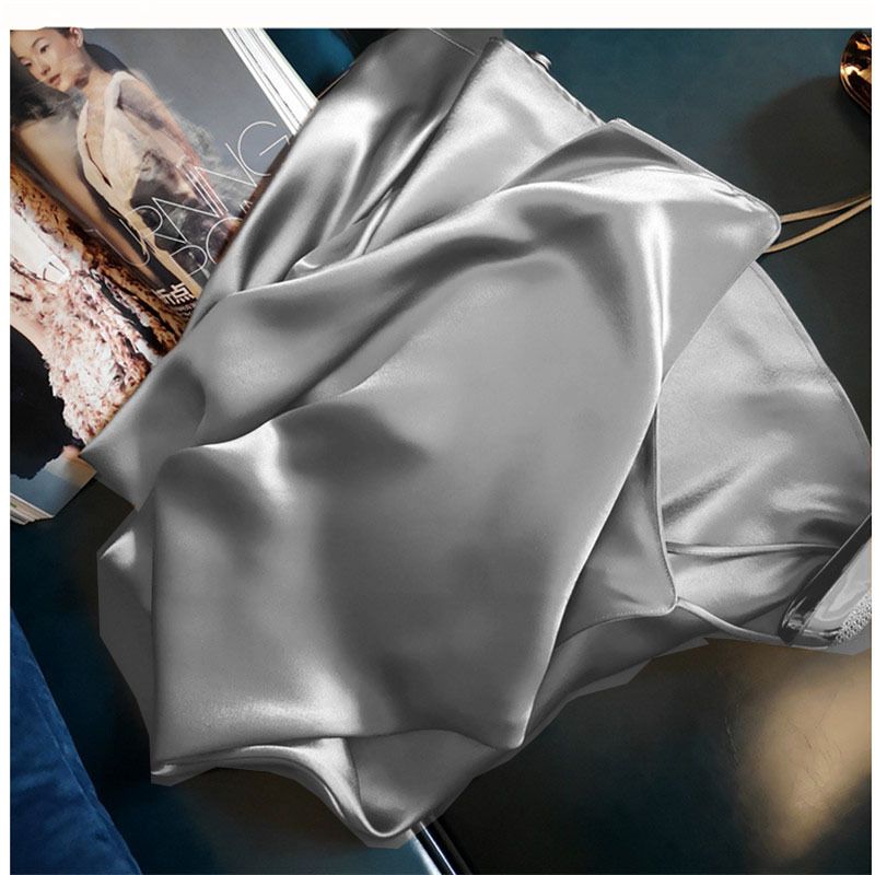 Strap dress for hot girls in summer, French satin V-neck solid color fashion European and American loose plus size dress