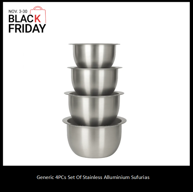 Generic 4Pcs Set Of Stainless Aluminum Sufuria Size 1 2 3 4 -without Lids medium light