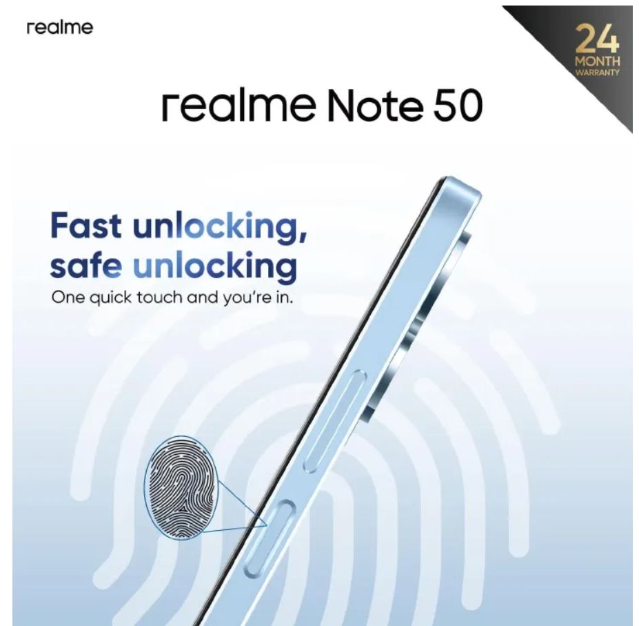 Brand New Realme Note 50 256GB ROM + 8(4+4)GB RAM 6.74" 90Hz Type-C 3-Card Slot Ultra Slim Side Fingerprint Smart Phones phone