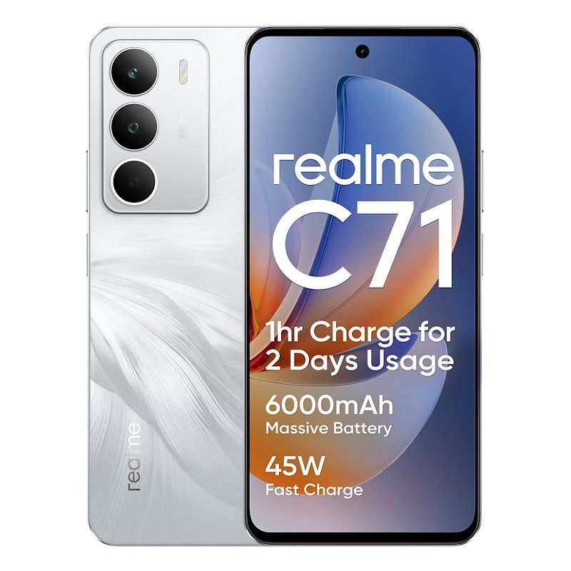 [NEW ARRIVALS] Realme C71 6.67" IPS LCD Screen, UpTo 16(8+8)GB RAM+256GB ROM, 6000mAh Battery, 50MP Rear & 5MP Front Cameras, Android 15, Dual SIM, Side Fingerprint, 45W Charger -