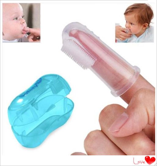 Baby Finger Toothbrush Children Teeth Clear Care Tool Soft Silicone Infant Tooth Brush Rubber Cleaning Baby Brush + Box