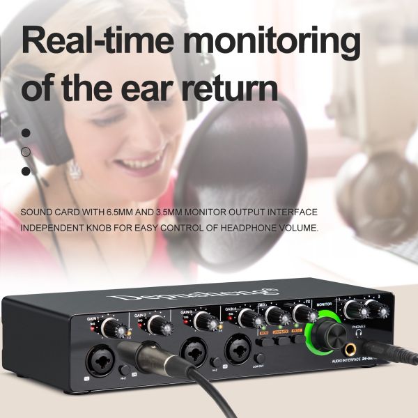 Depusheng MD44 Mini 24Bit 192 kHz Mixer DJ Console recording Sound Card for Podcasting Studio musical instrument audio sound card