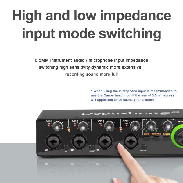 Depusheng MD44 Mini 24Bit 192 kHz Mixer DJ Console recording Sound Card for Podcasting Studio musical instrument audio sound card