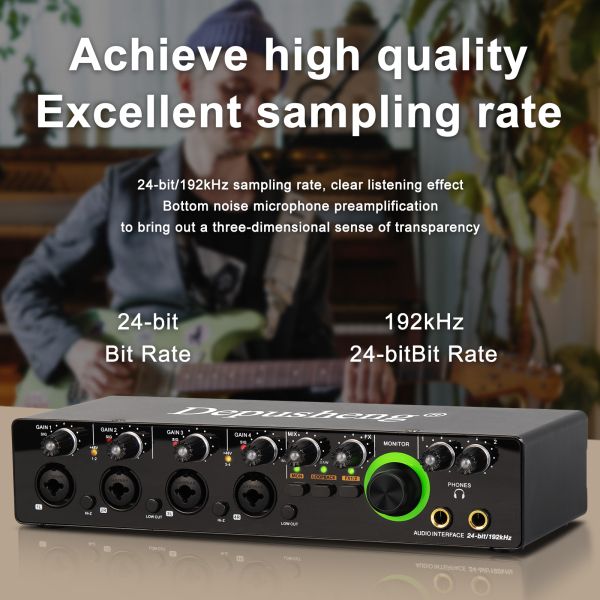 Depusheng MD44 Mini 24Bit 192 kHz Mixer DJ Console recording Sound Card for Podcasting Studio musical instrument audio sound card
