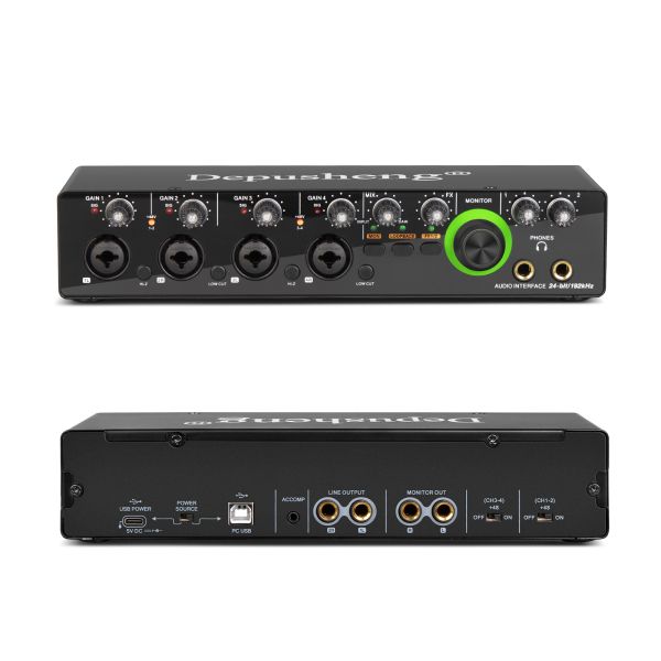 Depusheng MD44 Mini 24Bit 192 kHz Mixer DJ Console recording Sound Card for Podcasting Studio musical instrument audio sound card