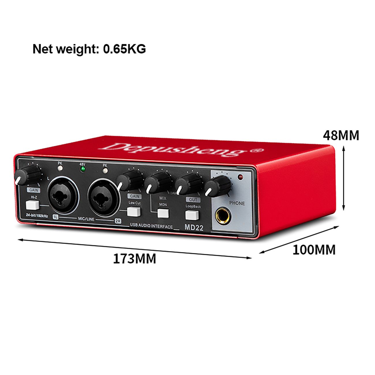 Depusheng MD22 professional 24bit 192kHz external studio audio sound card usb audio interface for live recording and karaoke