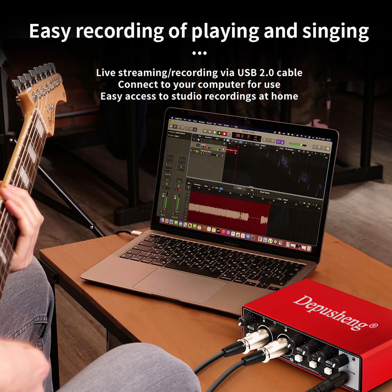 Depusheng MD22 professional 24bit 192kHz external studio audio sound card usb audio interface for live recording and karaoke