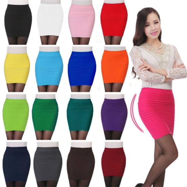Spring Summer Women High Waist Tight Office Skirt Slim Casual Hip Skirt Good Elastic Lady Mini Pencil Skirts