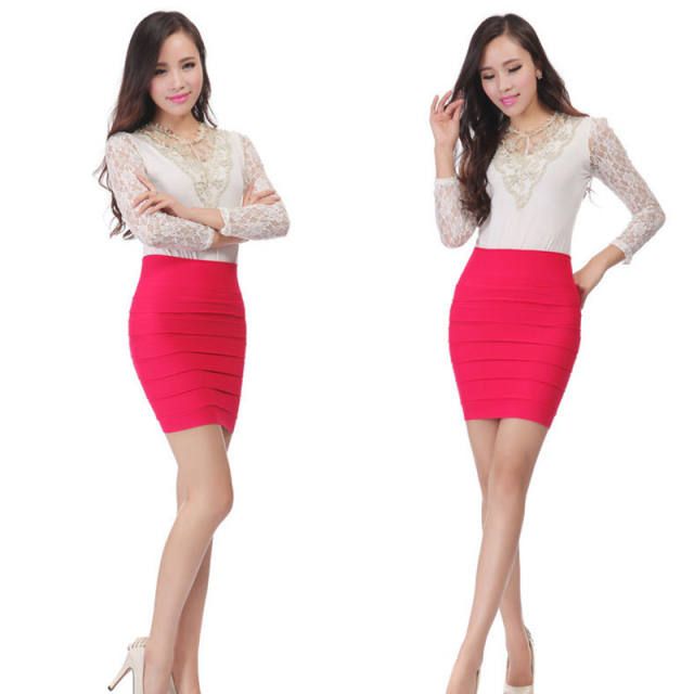 Spring Summer Women High Waist Tight Office Skirt Slim Casual Hip Skirt Good Elastic Lady Mini Pencil Skirts