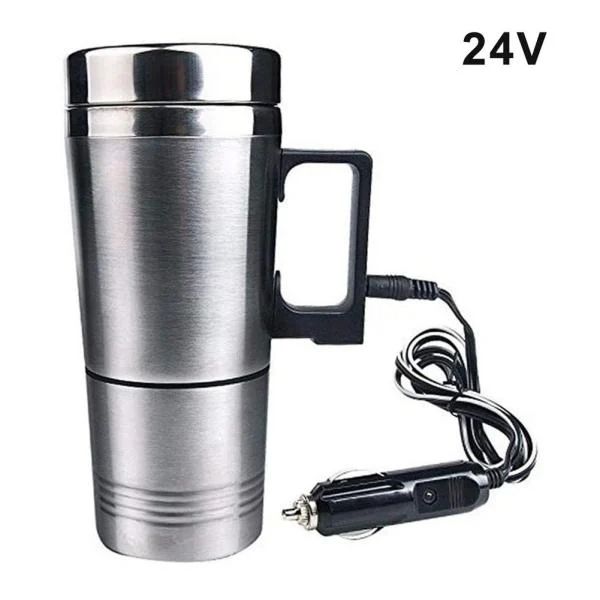 Stainless Steel Vehicle Heating Cup 12V/24V Heat Insulation Electric Car Kettle Camping Travel Kettle Water Coffee Thermal Mug