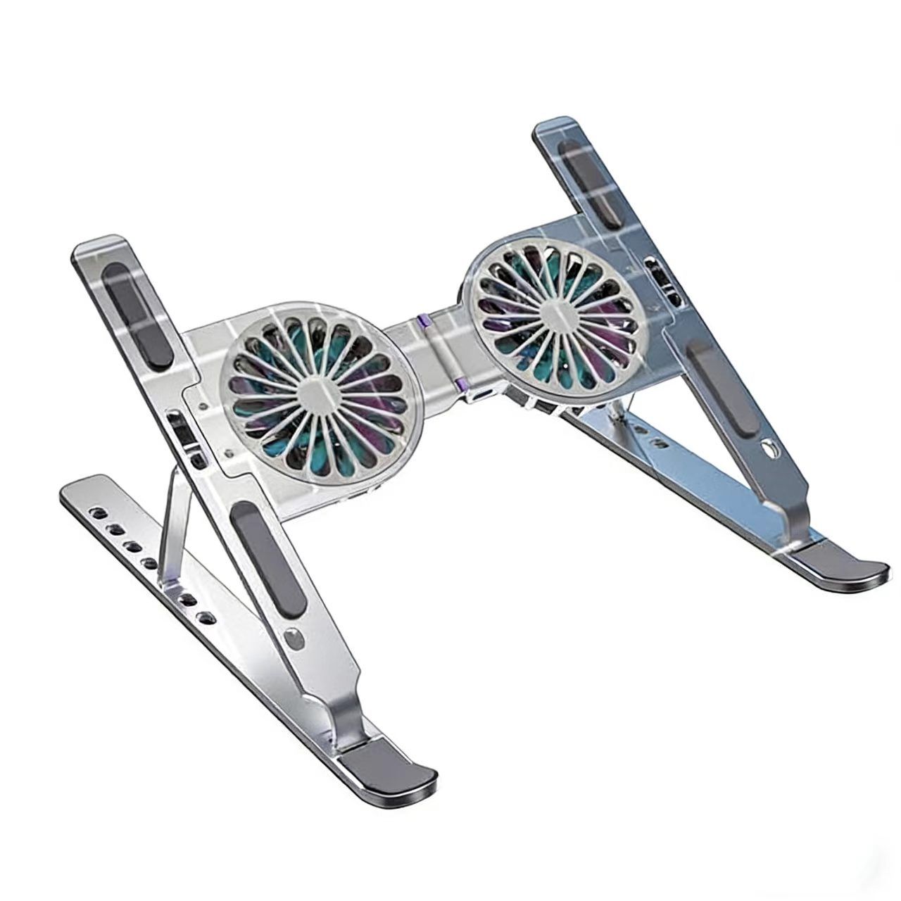 Aluminum Cooling Laptop Stand Adjustable Angle Folding Tablet Holder With Mute Cooling Fan For MacBook Air Pro Notebook Computer