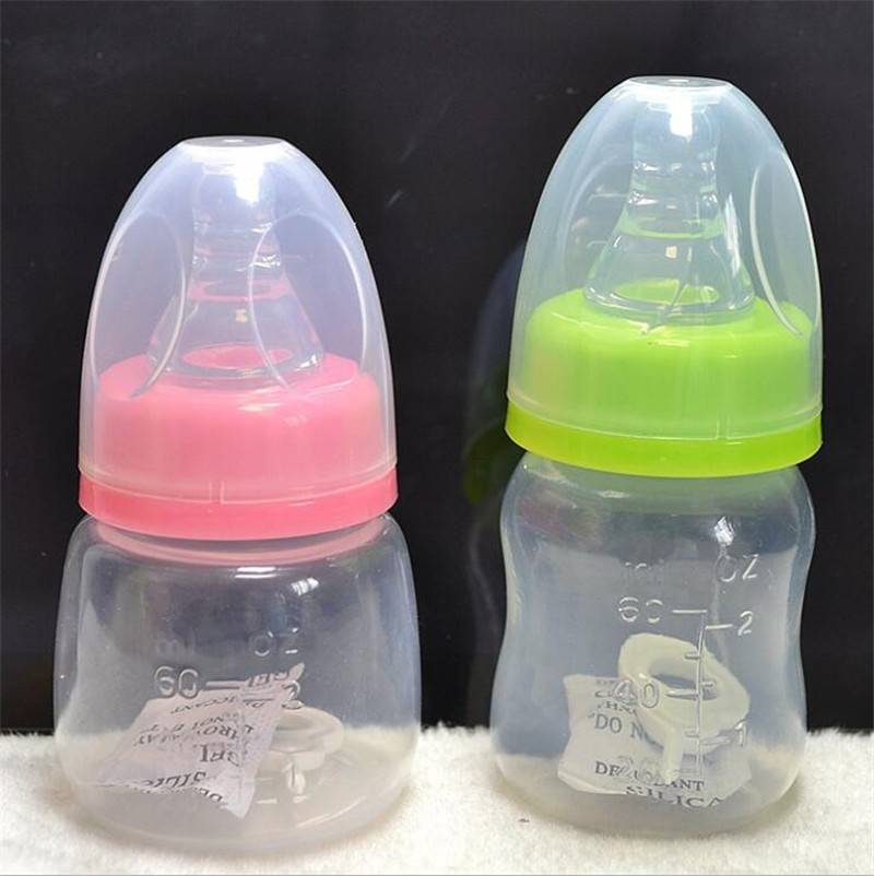 Cute Baby bottle Infant Newborn Cup Children Learn Feeding Drinking Handle Bottle kids Straw Juice water Bottles60ml 1ps