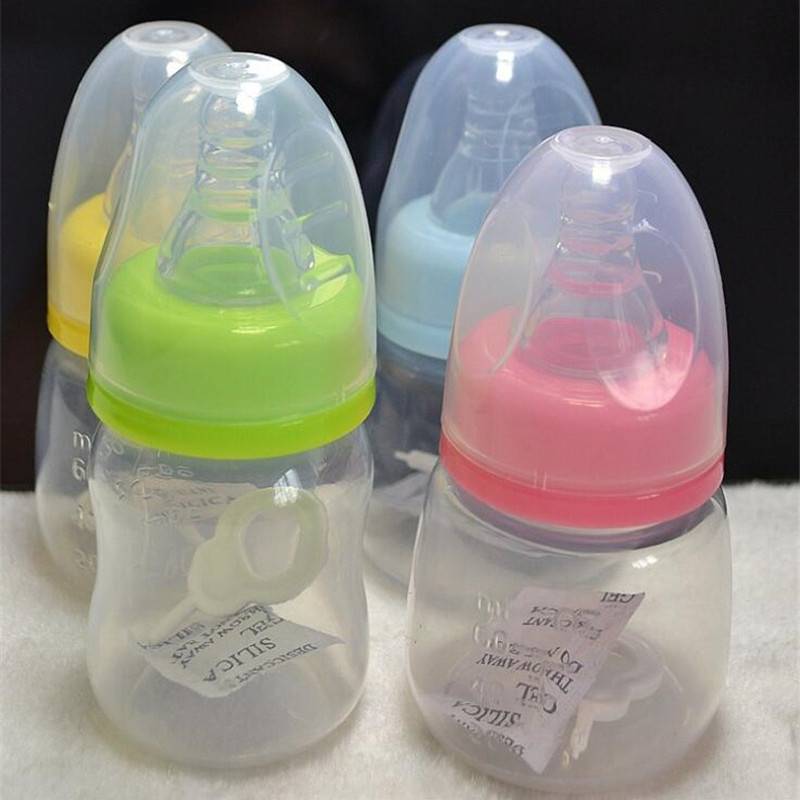 Cute Baby bottle Infant Newborn Cup Children Learn Feeding Drinking Handle Bottle kids Straw Juice water Bottles60ml 1ps