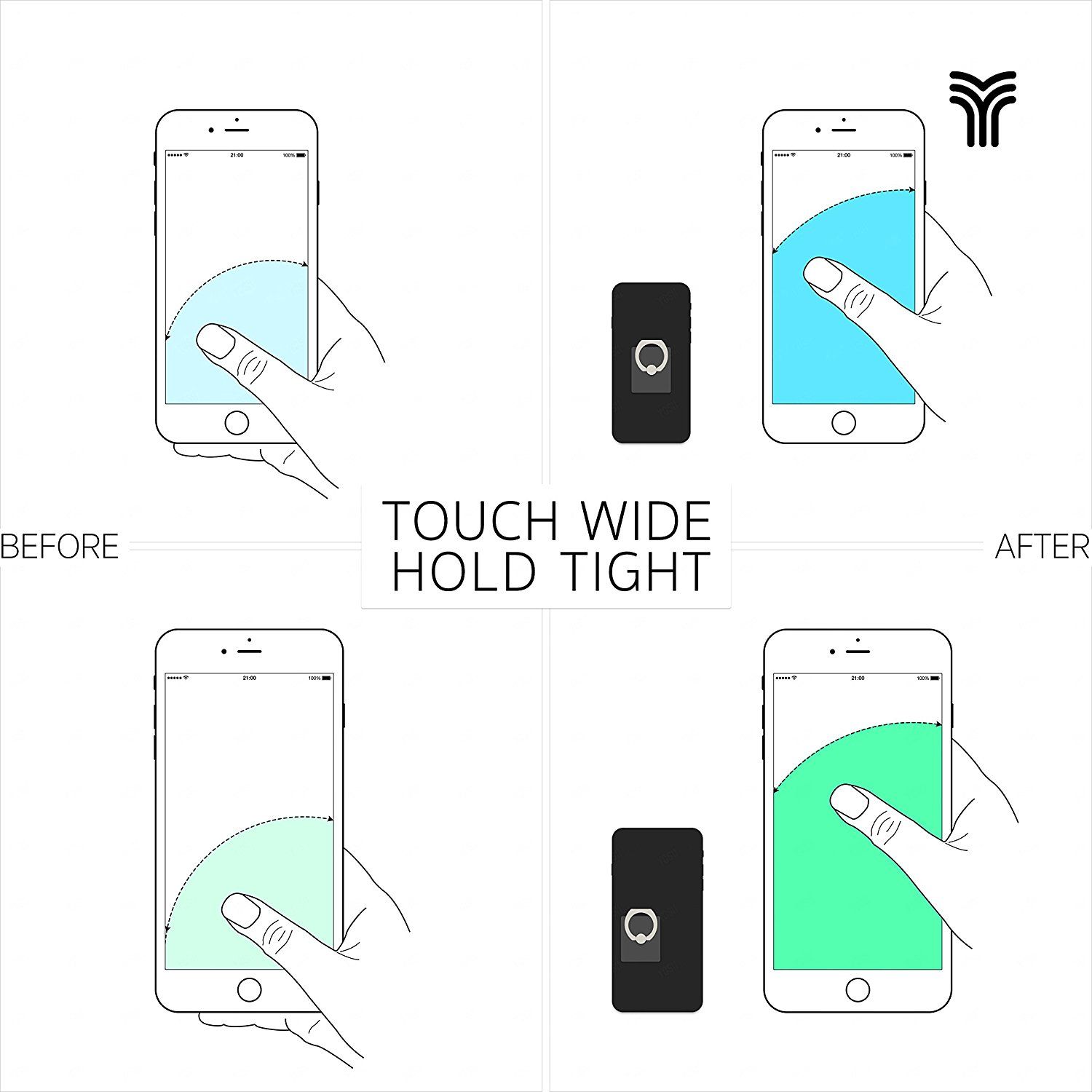 1 pack Cell Phone Finger Ring Stand Holder Ring Buckle Grip Kickstand Stand for Universal iPhone Android Tablet