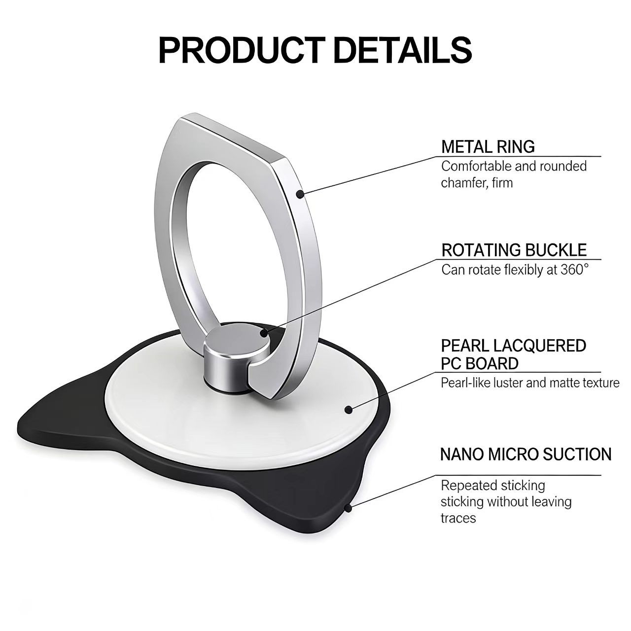 1 pack Cell Phone Finger Ring Stand Holder Ring Buckle Grip Kickstand Stand for Universal iPhone Android Tablet