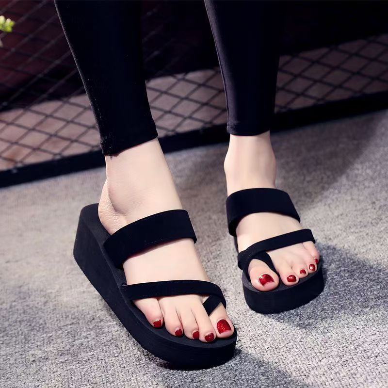 Women's Platform Wedge Flip Flops Summer Fashion Outdoor High Heel Thong Sandals Non-Slip Beach Shoes