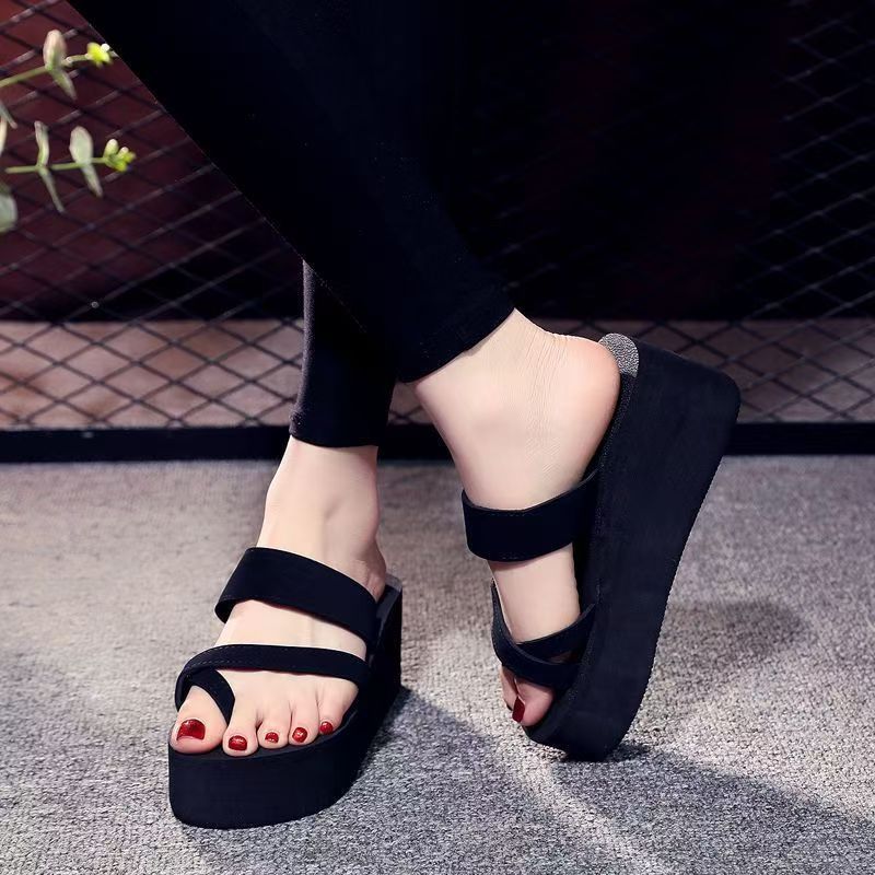 Women's Platform Wedge Flip Flops Summer Fashion Outdoor High Heel Thong Sandals Non-Slip Beach Shoes