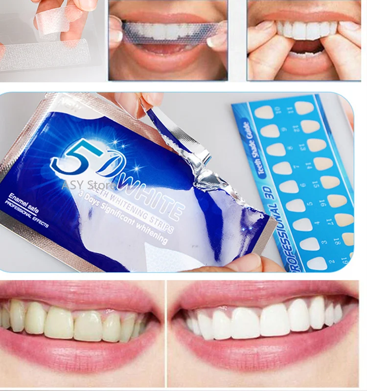 5D Gel Teeth Whitening Strips White Tooth Dental kit Oral Hygiene Care Strip for false Teeth Veneers Dentist seks Whiten gel