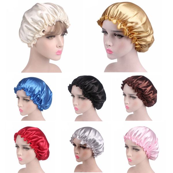 Women Comfortable Luxury Satin Hair Bonnet, brazilian hair cap,Hair Bonnet Night Sleep Hat Head Cover Satin Wide Band Elastic