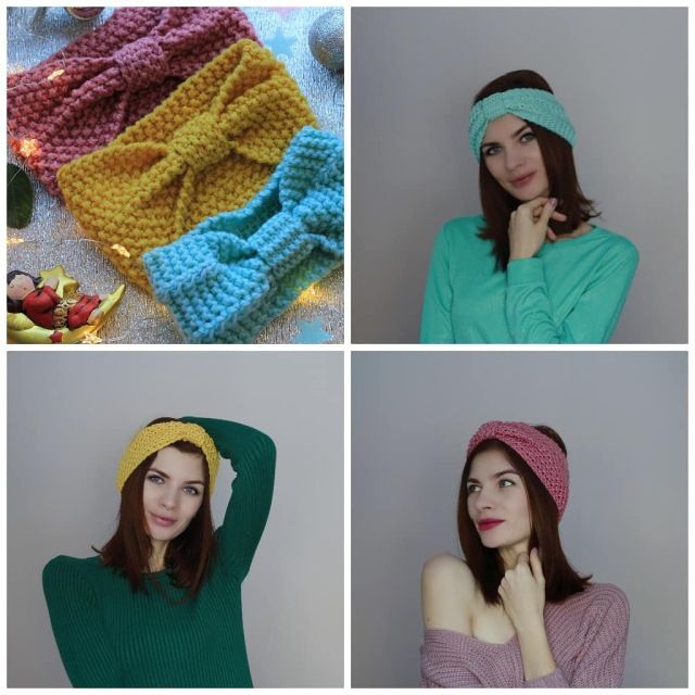 Women Warmer Ear Knitted Bow Headbands Hair Bands Wide Stretch Hairbands Turban Headwear Headwraps Lady Fashin Hair Accessories