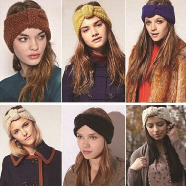 Women Warmer Ear Knitted Bow Headbands Hair Bands Wide Stretch Hairbands Turban Headwear Headwraps Lady Fashin Hair Accessories