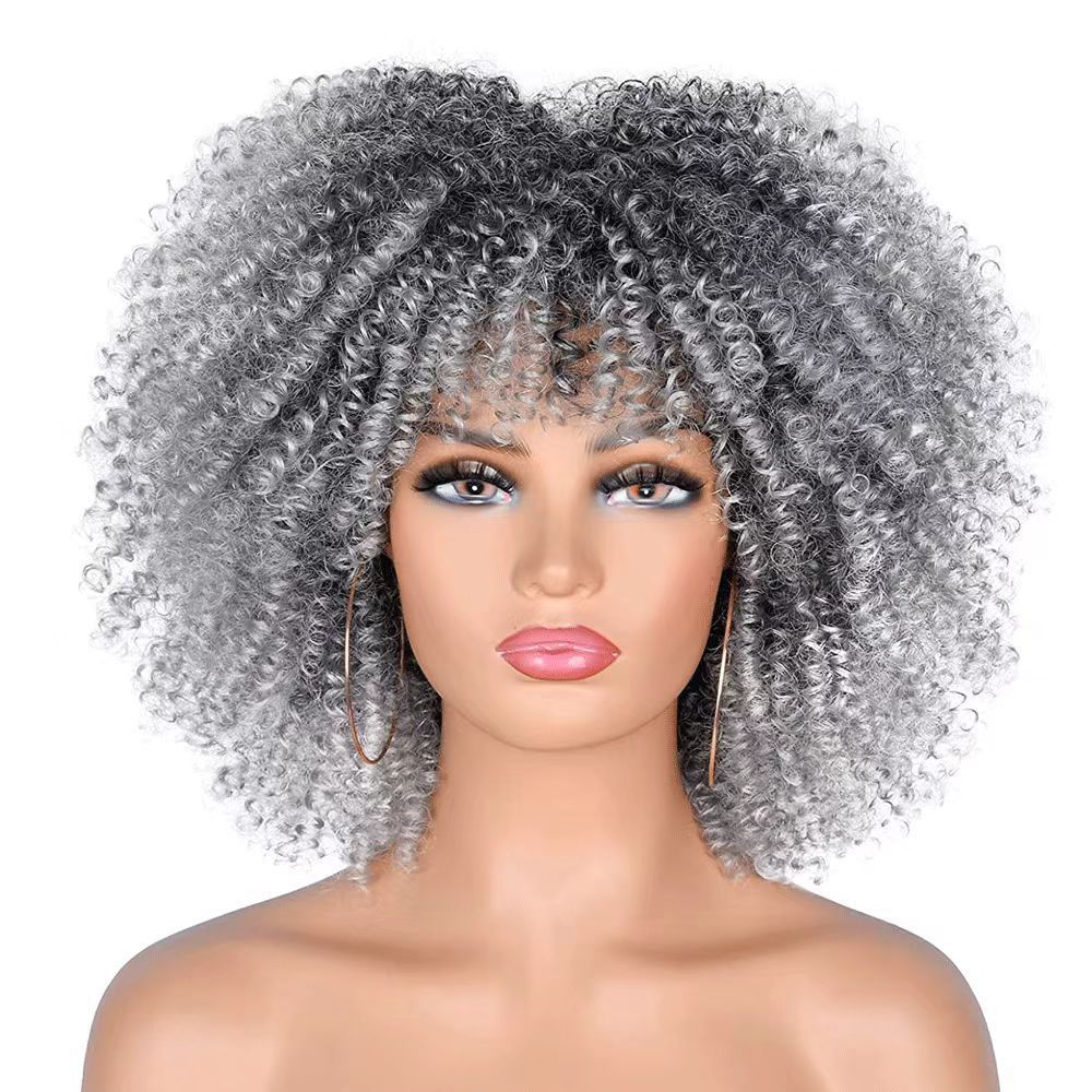 Super Fluffy Short Kinky Curly Wig - Natural Afro Look for Black Women, Easy Care Heat Resistant Synthetic Hair