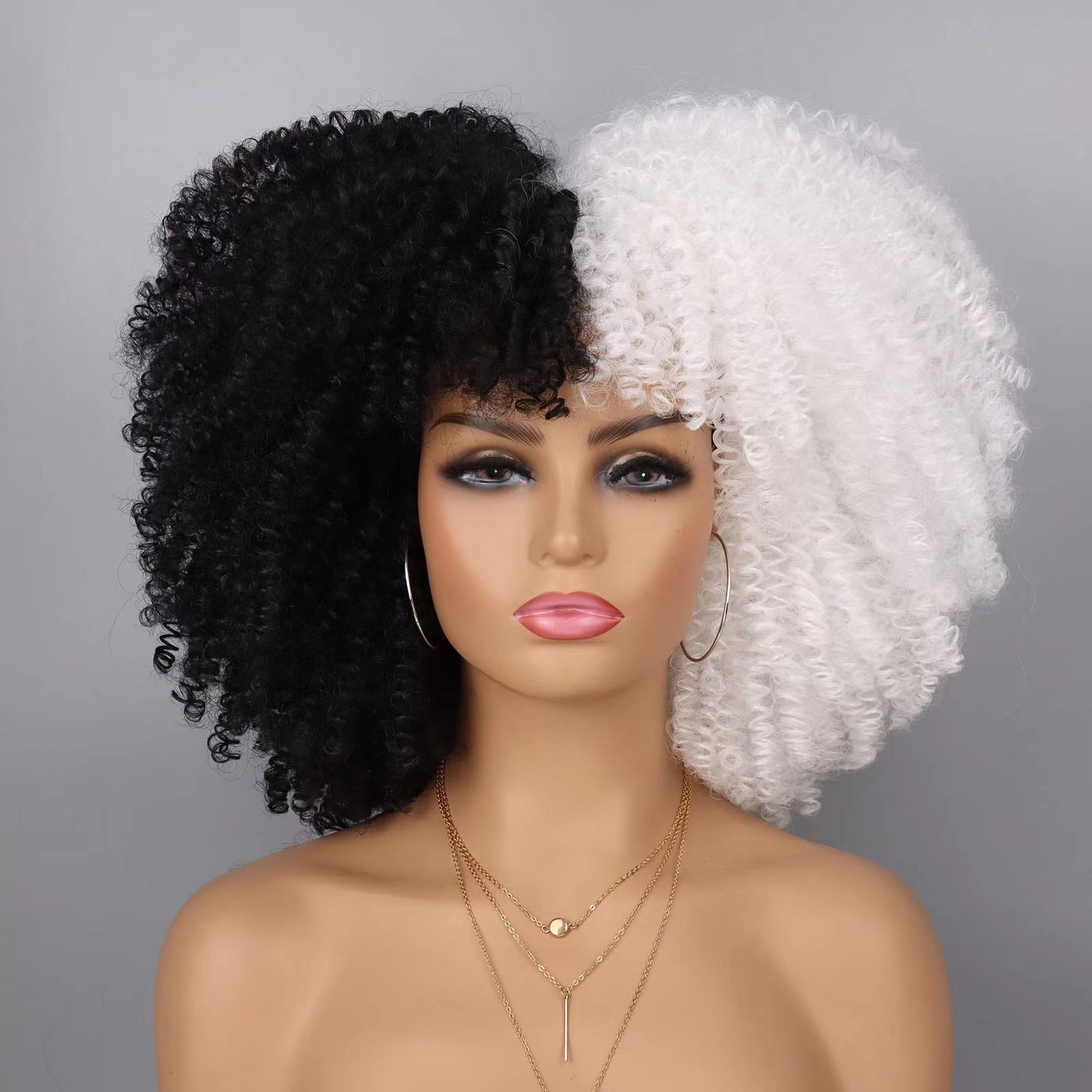 Super Fluffy Short Kinky Curly Wig - Natural Afro Look for Black Women, Easy Care Heat Resistant Synthetic Hair