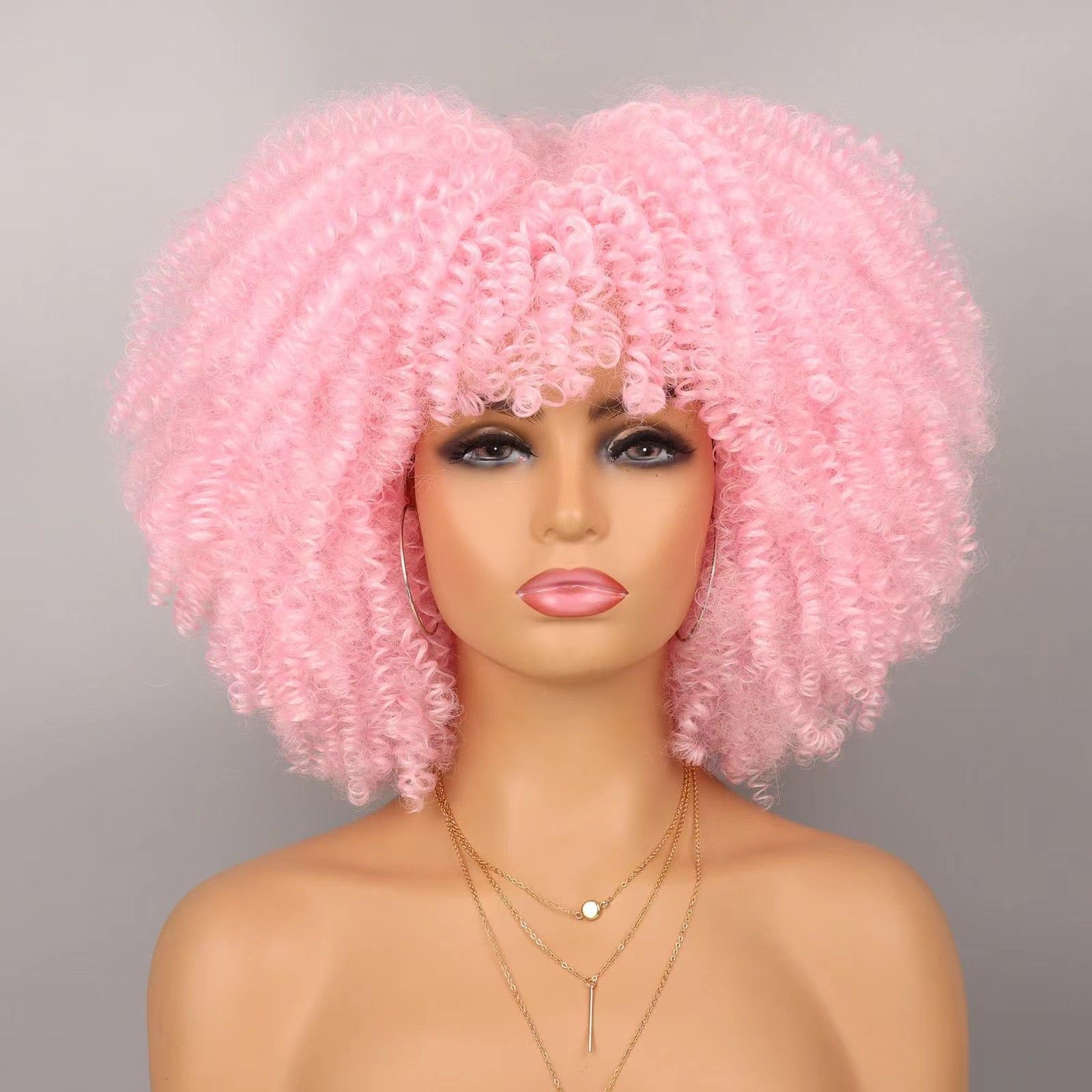 Super Fluffy Short Kinky Curly Wig - Natural Afro Look for Black Women, Easy Care Heat Resistant Synthetic Hair