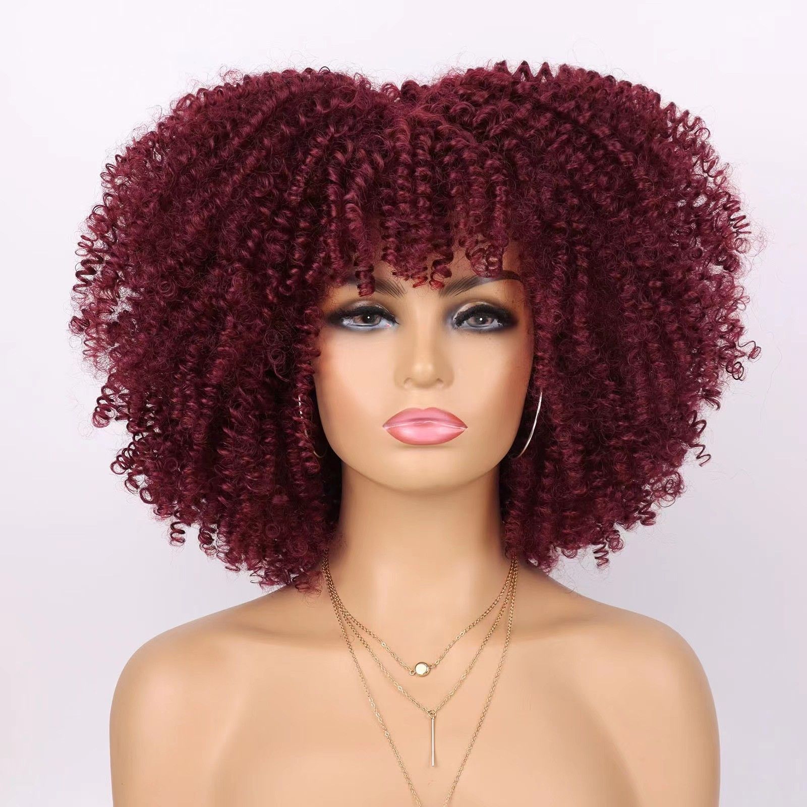 Super Fluffy Short Kinky Curly Wig - Natural Afro Look for Black Women, Easy Care Heat Resistant Synthetic Hair