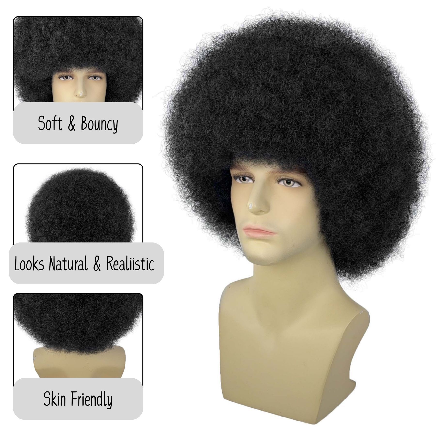 Voluminous Afro Puff Short Wig - Kinky Curly Heat Resistant Synthetic Hair with Adjustable Cap for Black Women