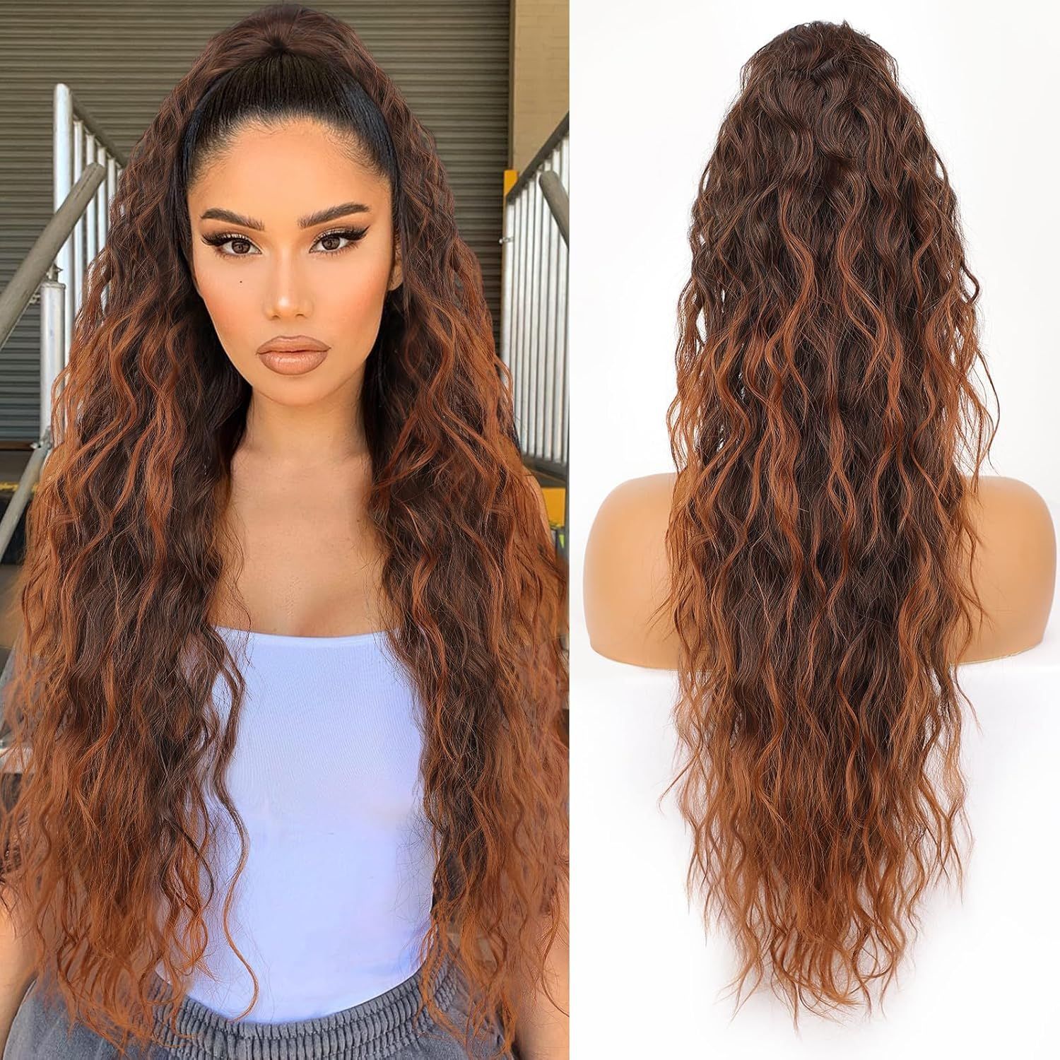Clip-in Kinky Coily Pony Wig - Voluminous Cornrow Synthetic Hair for Black Women | 18" Heat Resistant Afro Puff