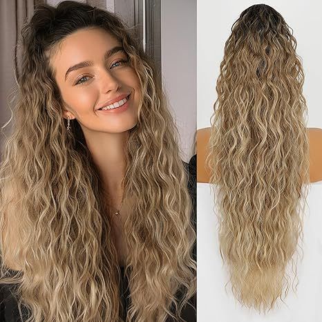 Clip-in Kinky Coily Pony Wig - Voluminous Cornrow Synthetic Hair for Black Women | 18" Heat Resistant Afro Puff